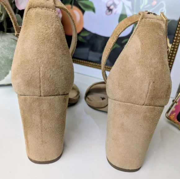 Sam Edelman 7M Womens Scalloped Heel Sandals Camel Suede Nude - Picture 7 of 8